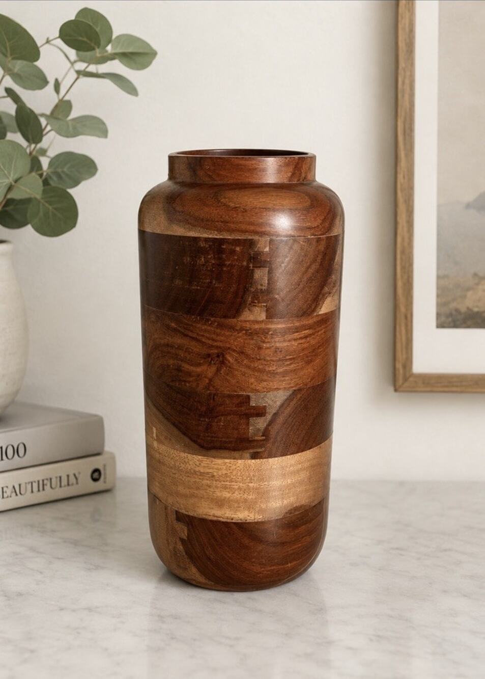 West Elm Segmented Acacia Wood Vase